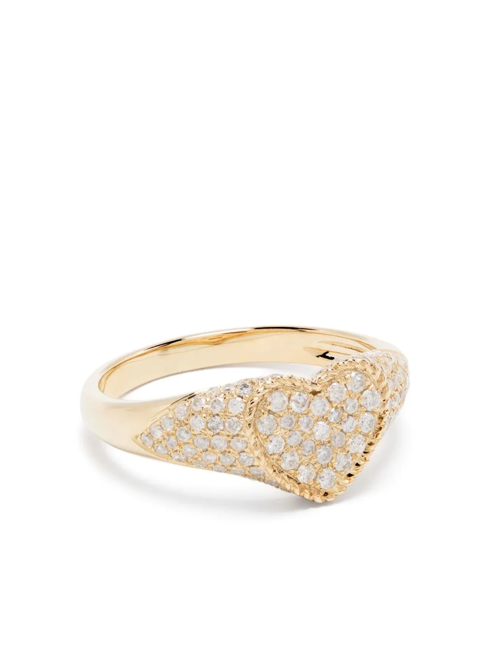 9kt Yellow Gold Baby Chevalier Coeur Diamond Signet Ring