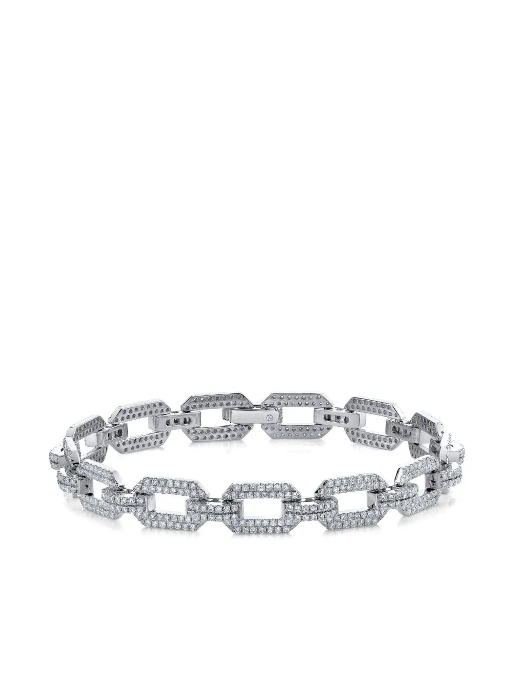 18CT White Gold Flat Geo Link Diamond Bracelet