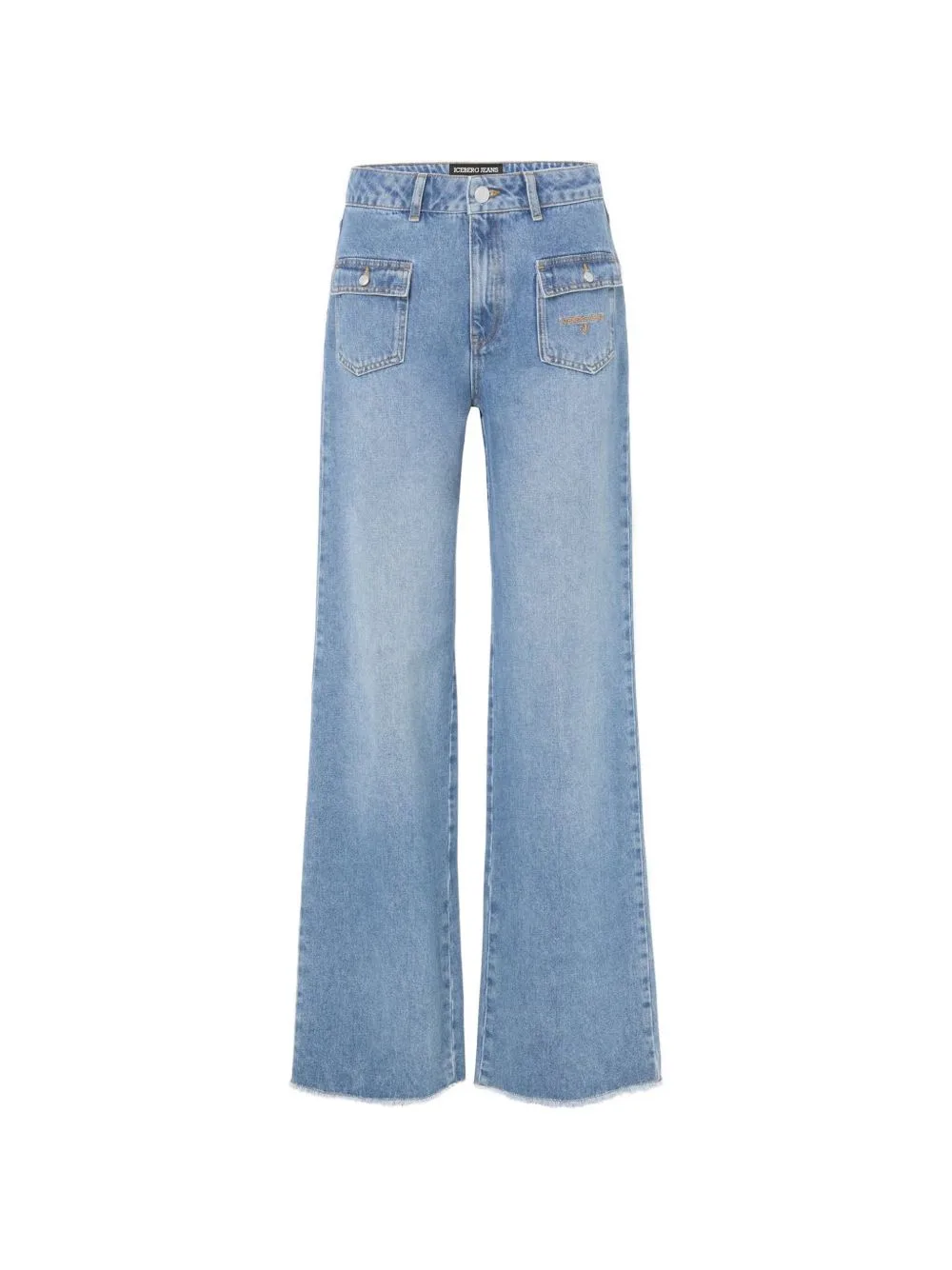 Patch-Pocket Frayed Jeans