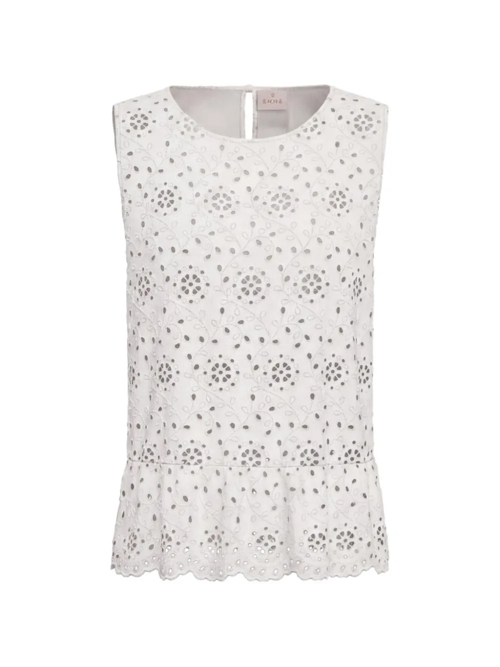 Broderie-Anglaise Crew Neck Top