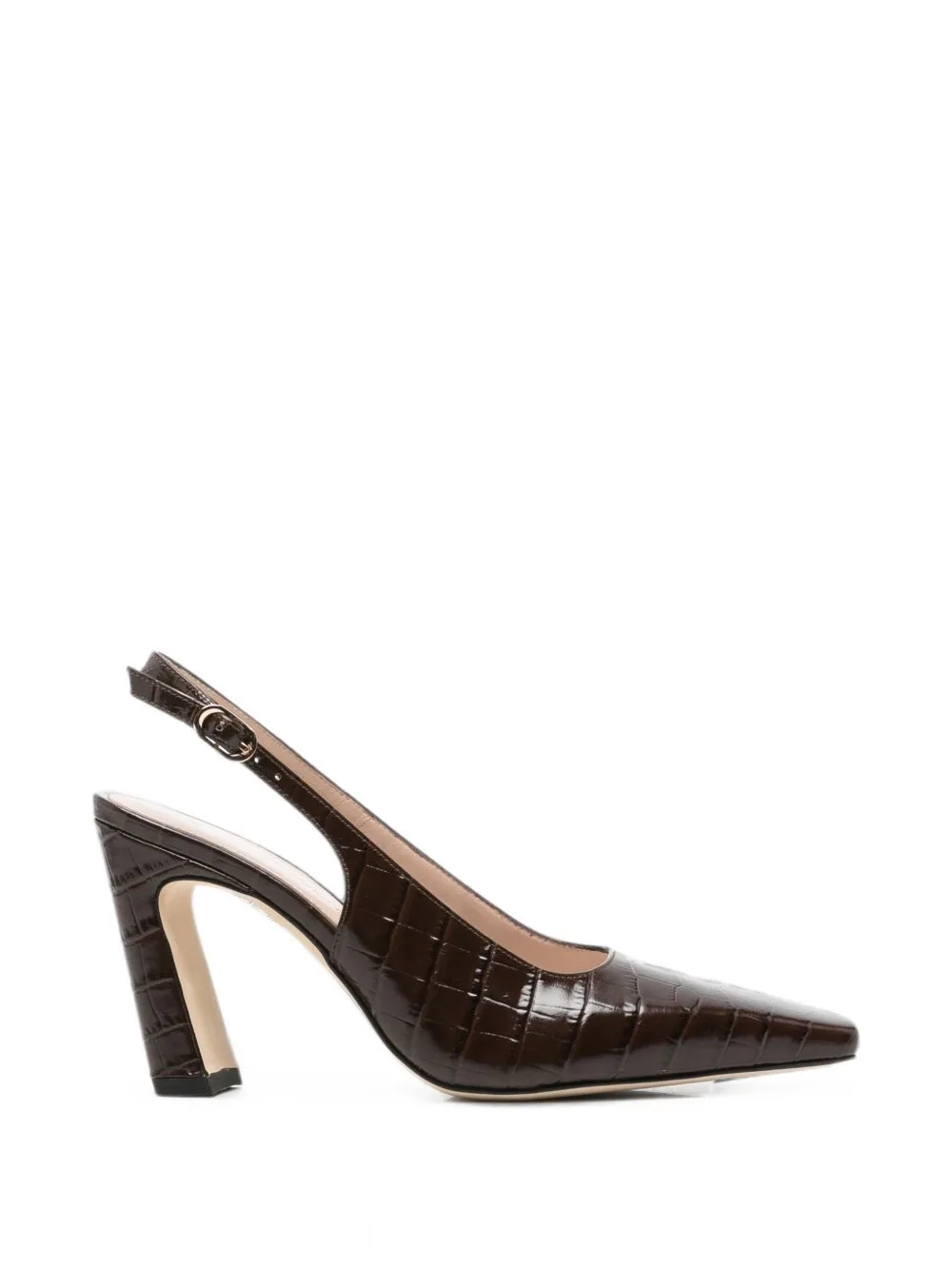 Croc-Effect Slingback Pumps
