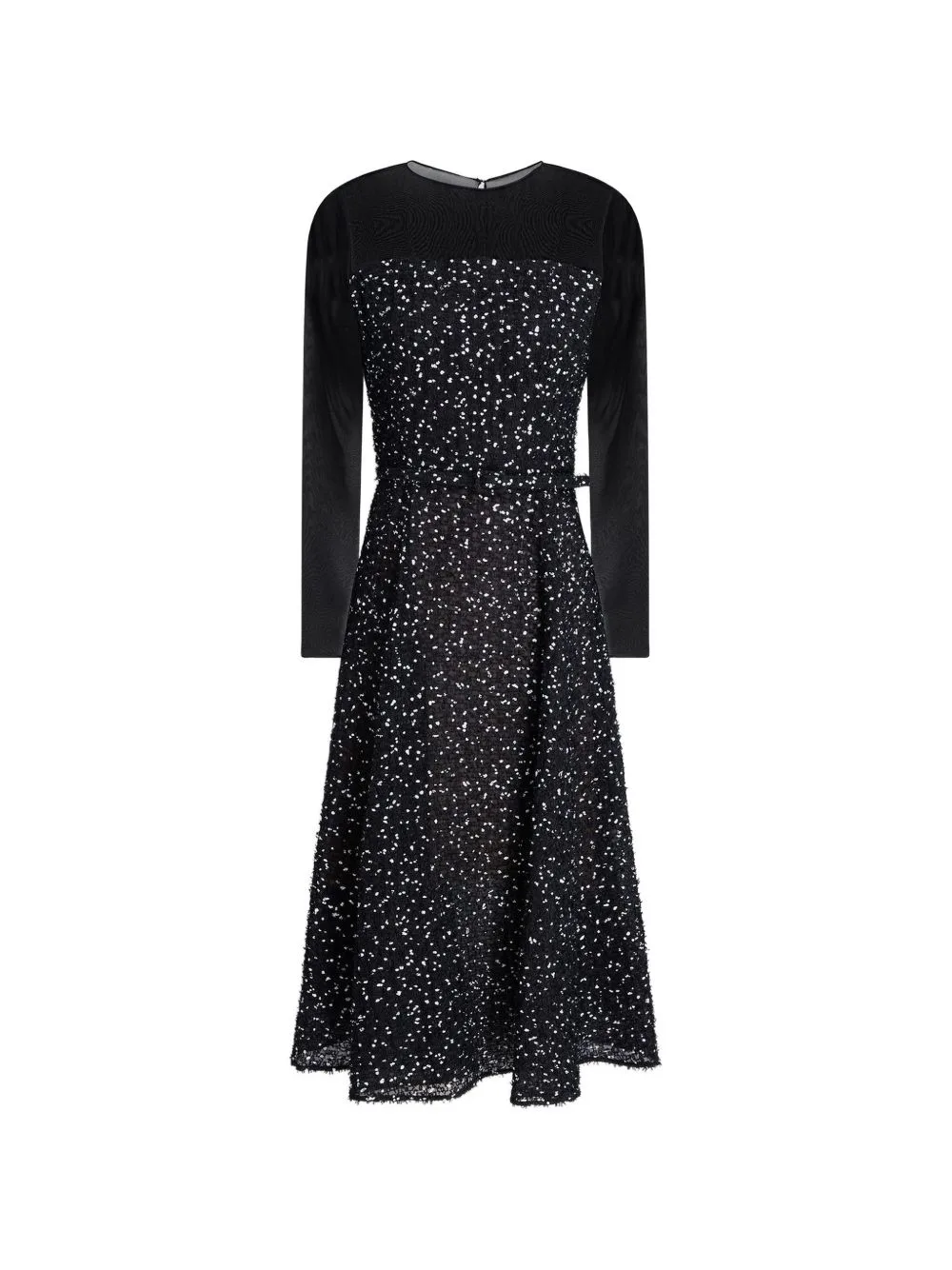 Belted Fil-Coupé Dress