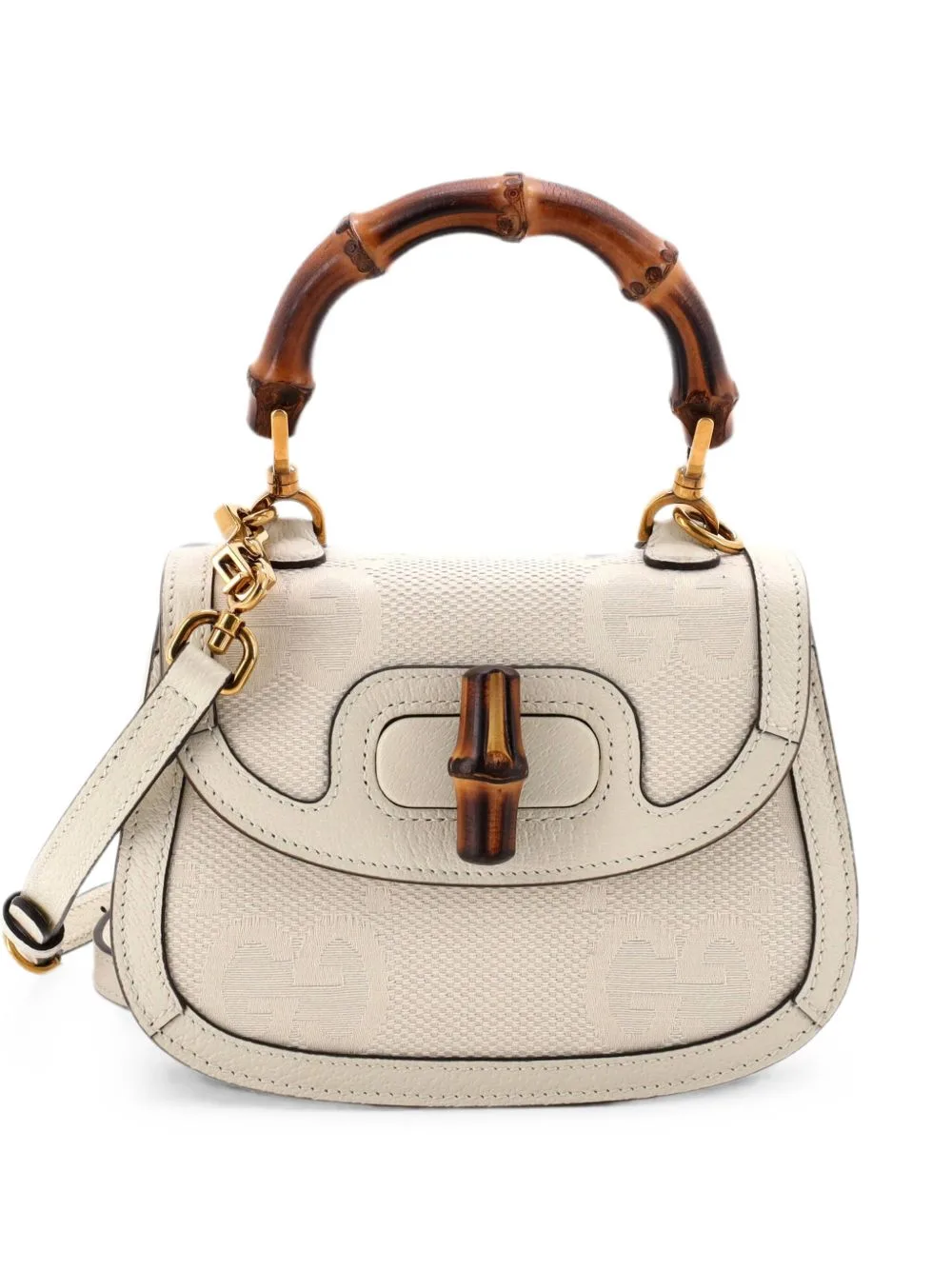 Bamboo 1947 Top Handle Bag Jumbo GG Canvas Mini Crossbody Bag by Gucci Pre-Owned