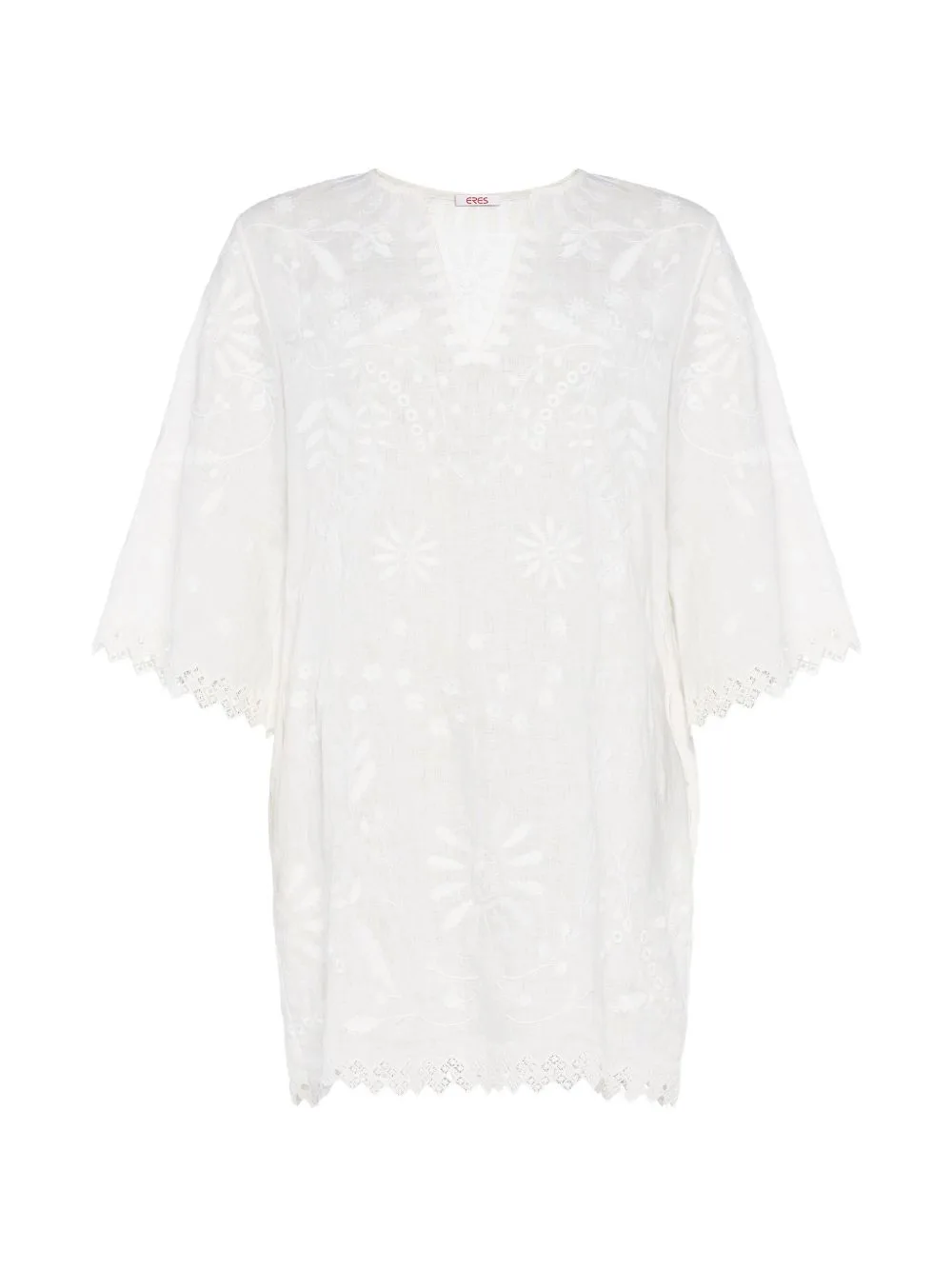 Aigue-Marine Embroidered Linen Mini Dress