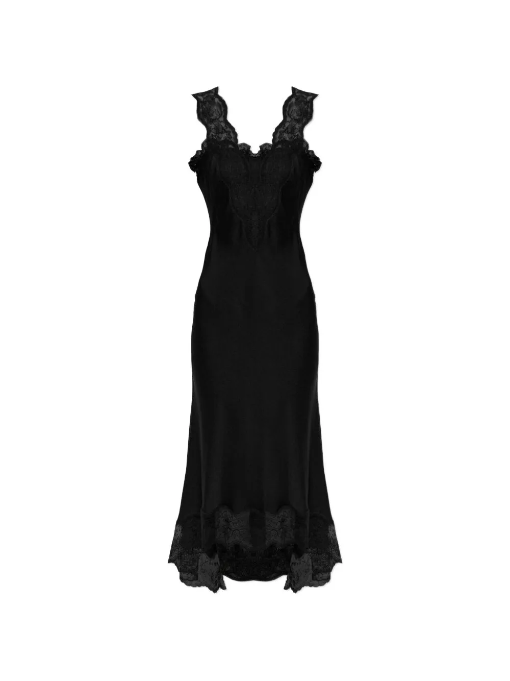 Lace-Insert Midi Dress