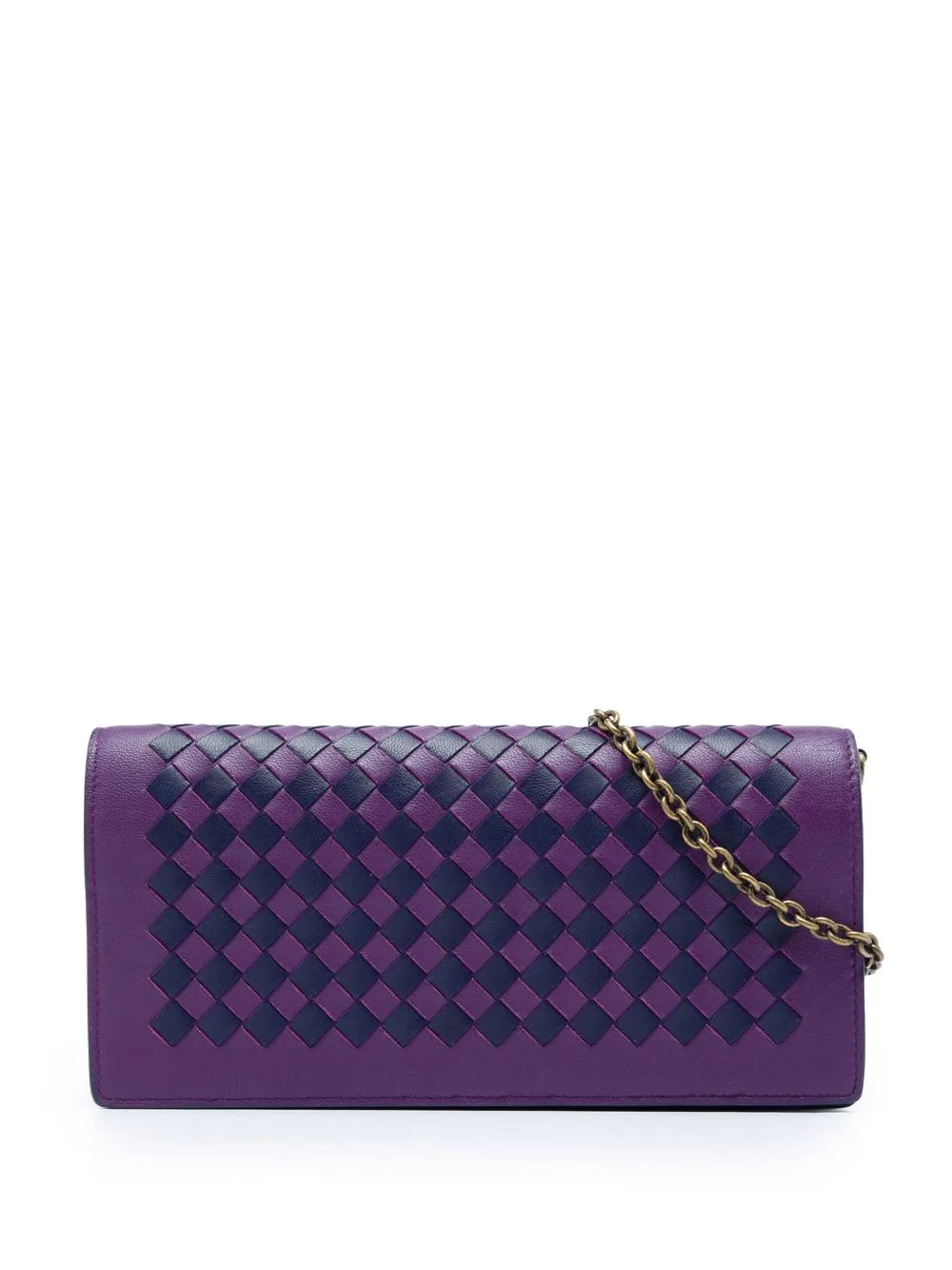 2012-2026 Bicolor Nappa Intrecciato Continental Wallet on Chain Crossbody Bag