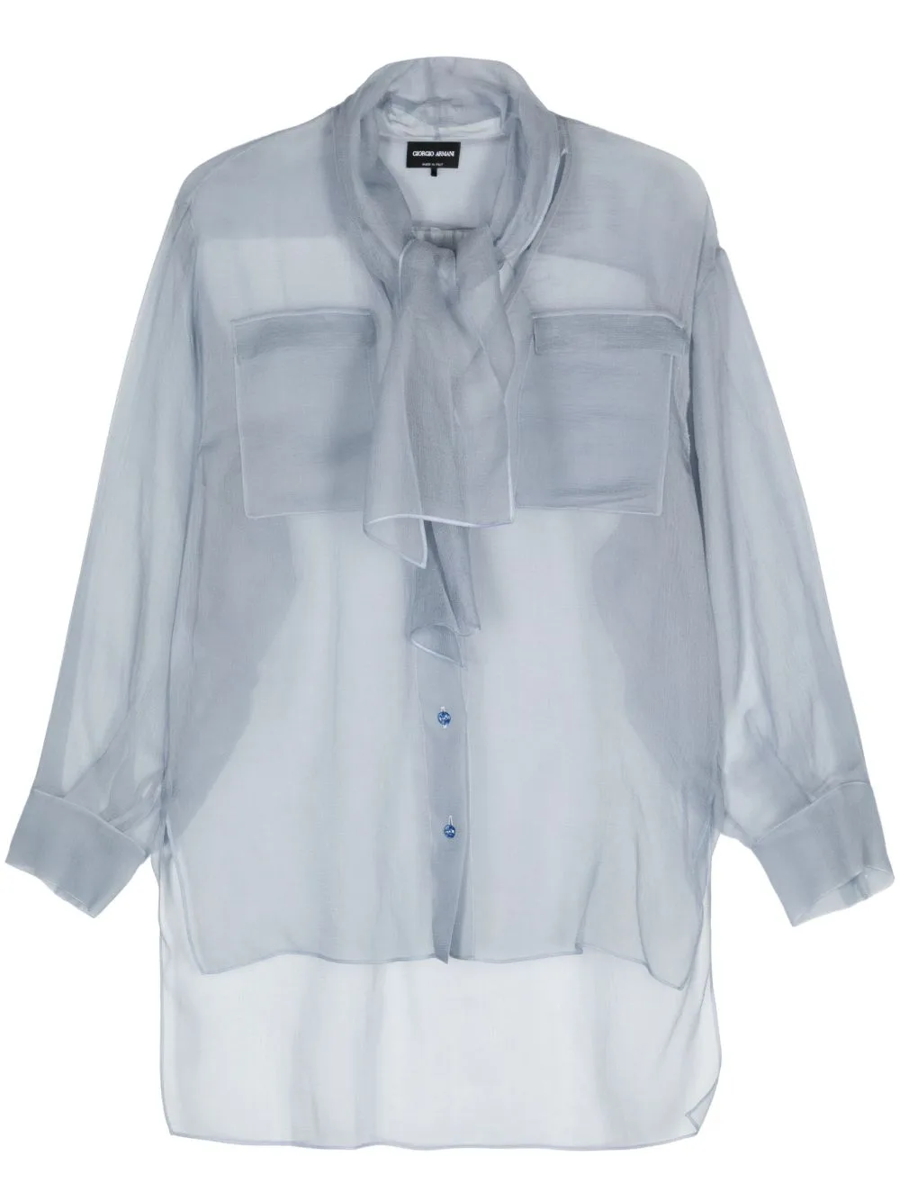 Scarf-Detail Organza Shirt