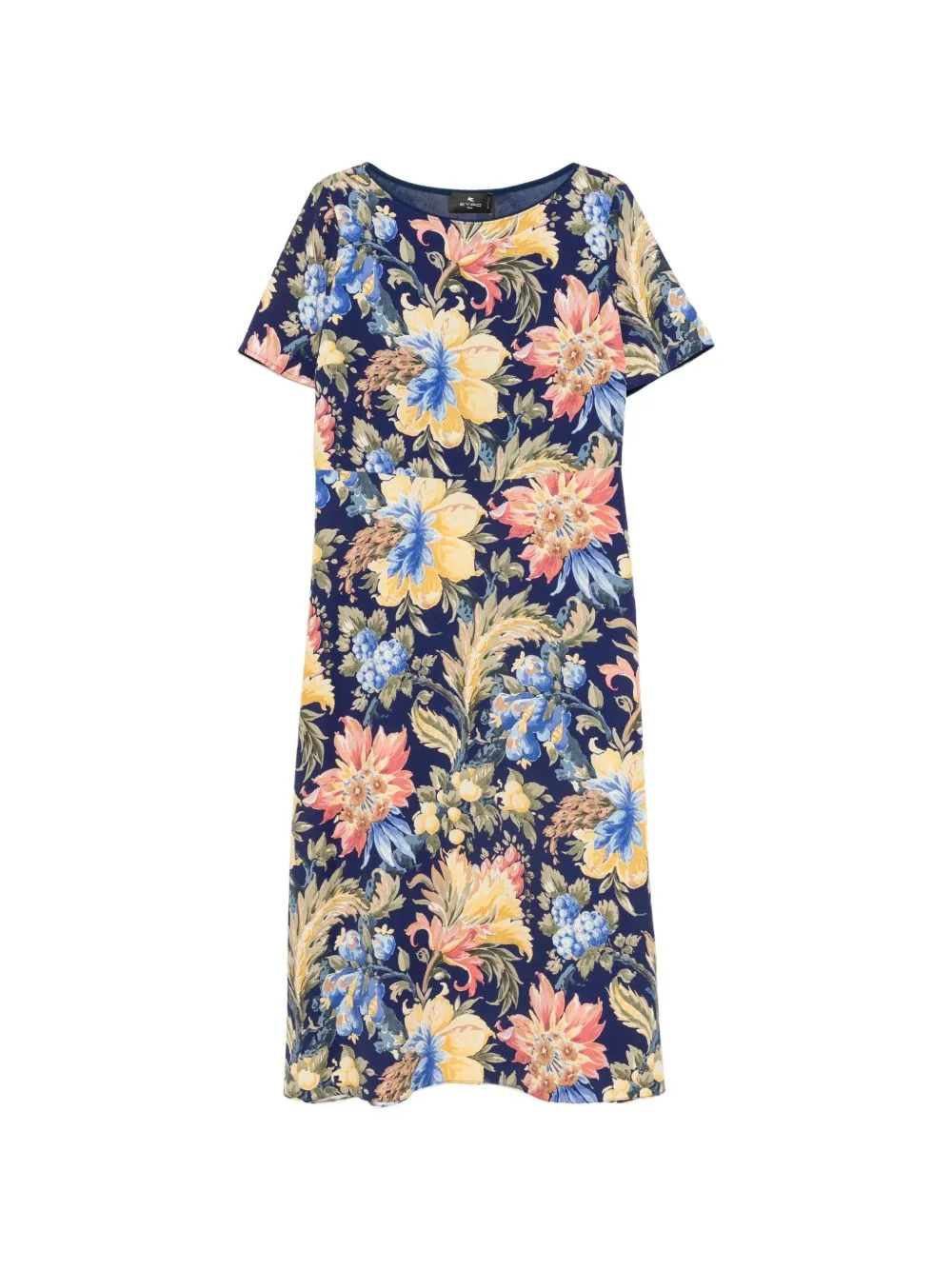 Floral-Print Short-Sleeve Midi Dress