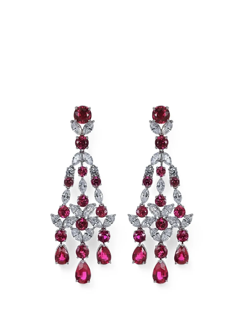 Ruby Cubic Zirconia Chandelier Earrings