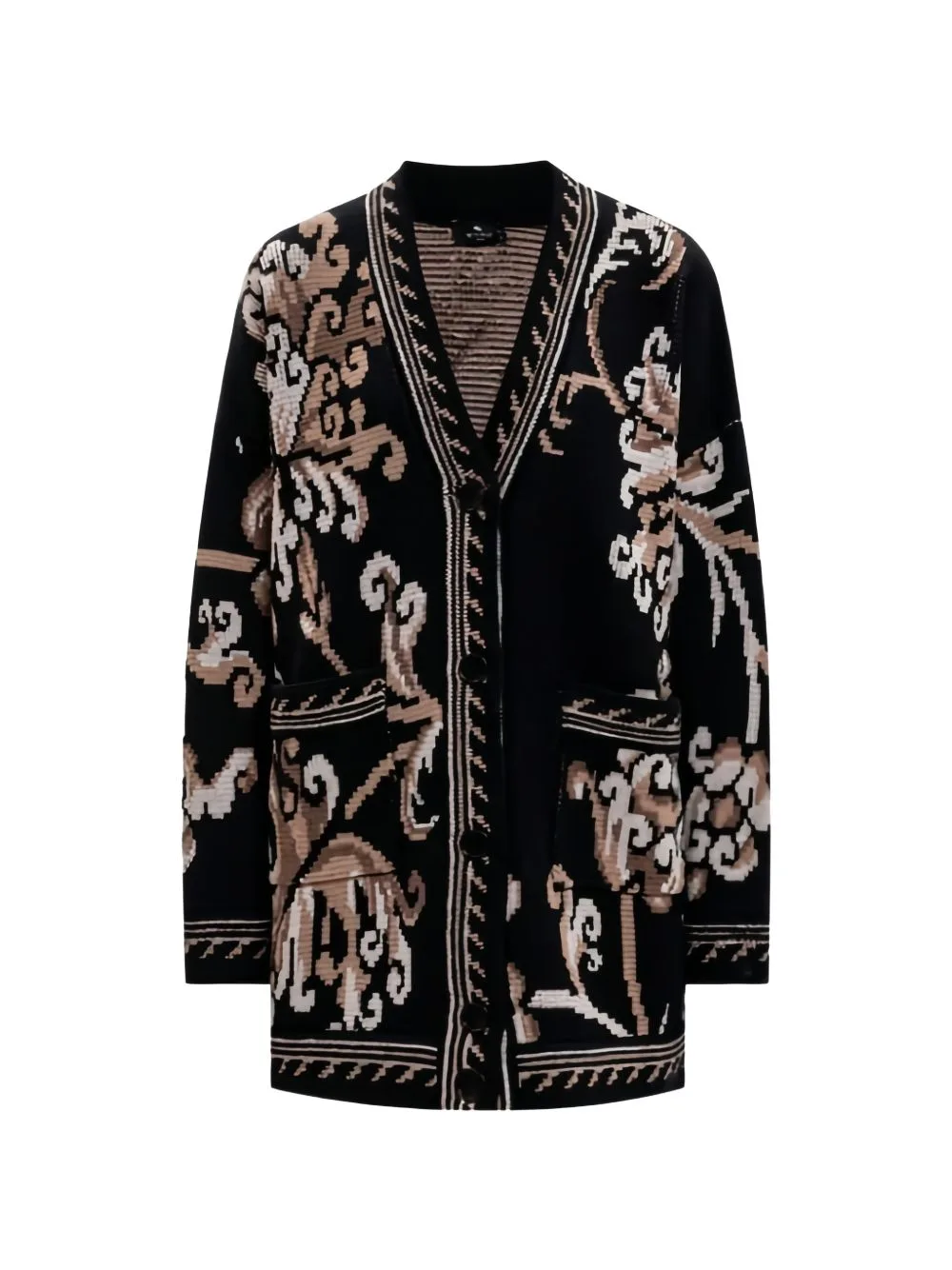 Floral-Intarsia Wool Cardigan