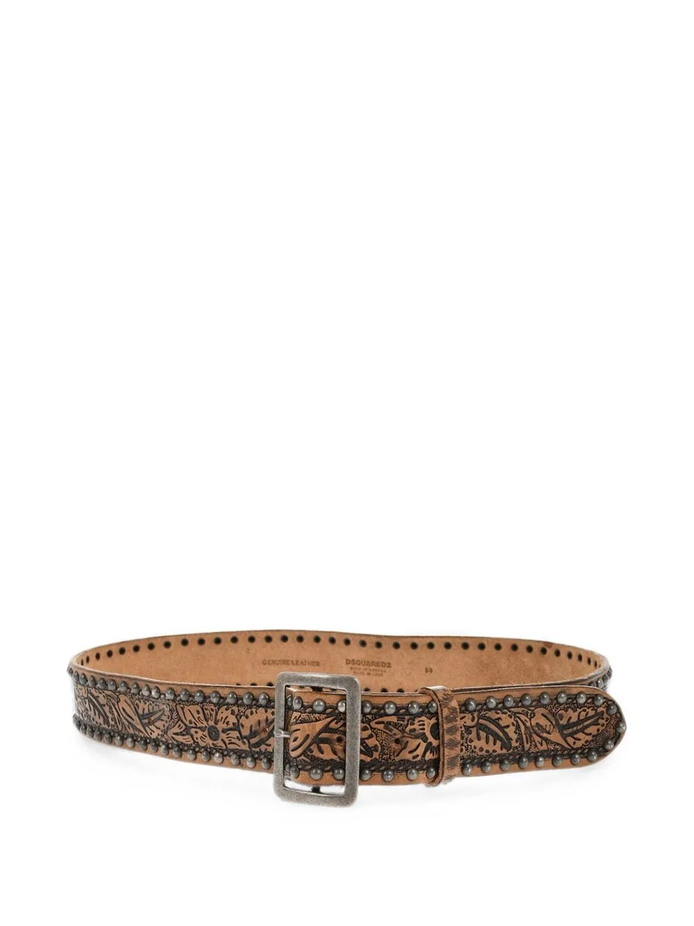 Floral-Pattern Studded Belt
