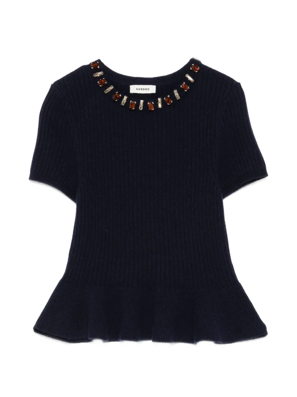 Crystal-Embellished Short-Sleeve Top
