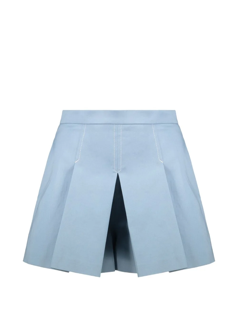 Pleated Contrast-Stitch Mini Shorts