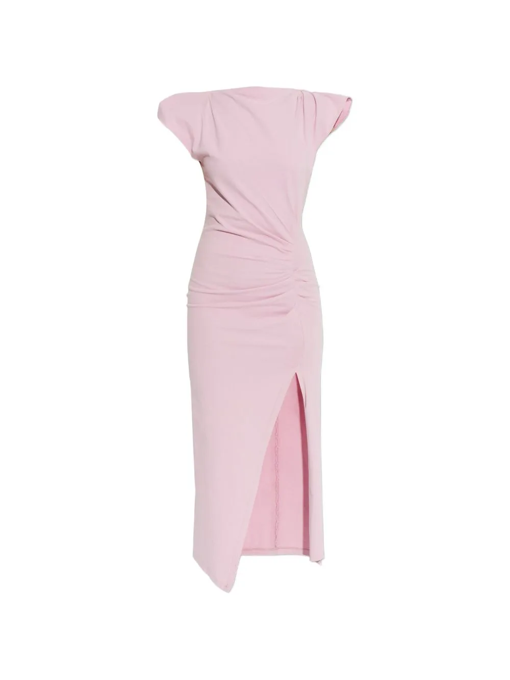 Nadela Ruched Slit Midi Dress