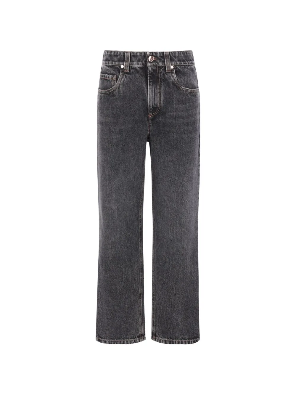 Monili-Trimmed Straight-Leg Jeans