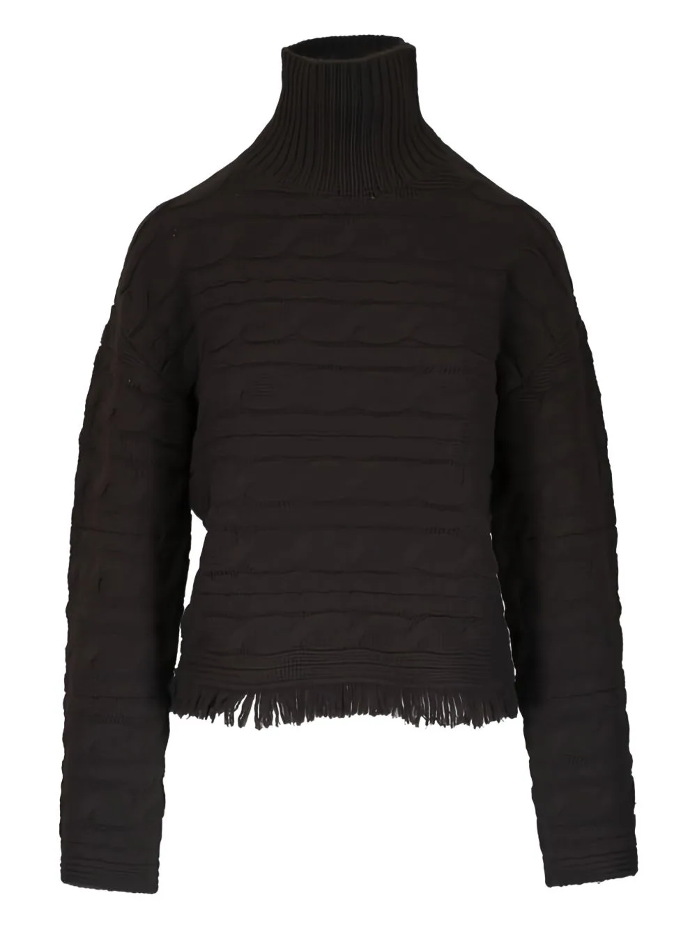 Cable-Knit Frayed Sweater