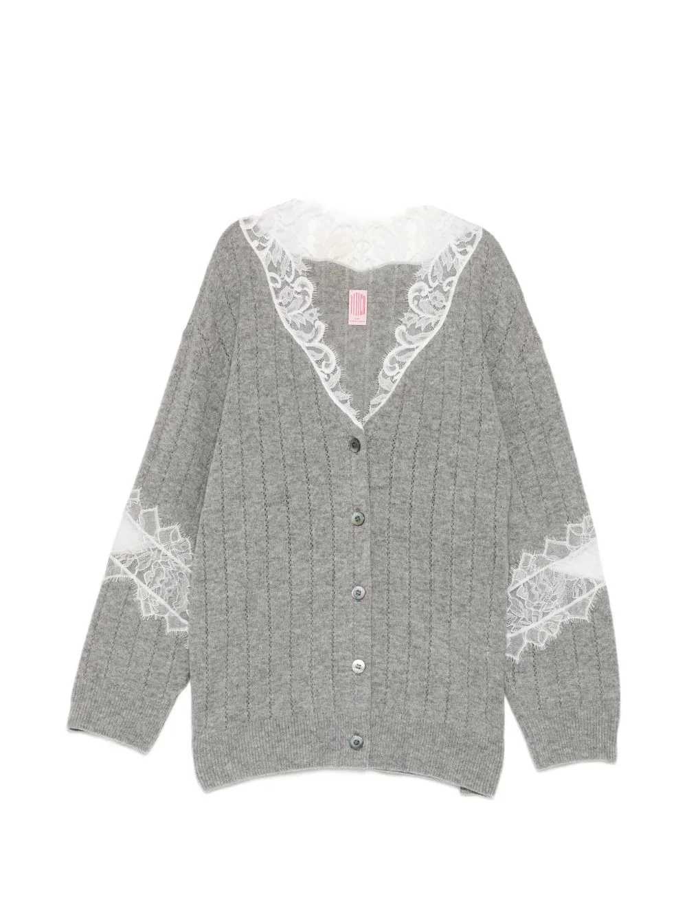 Hairy-Lace Paneled Cardigan