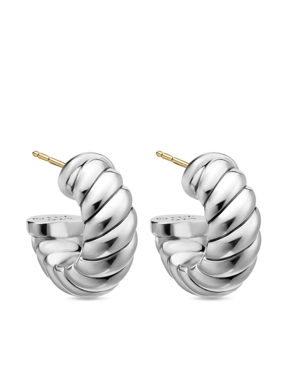Sterling Silver Sculpted Cable Shrimp Earrings (20.5mm)