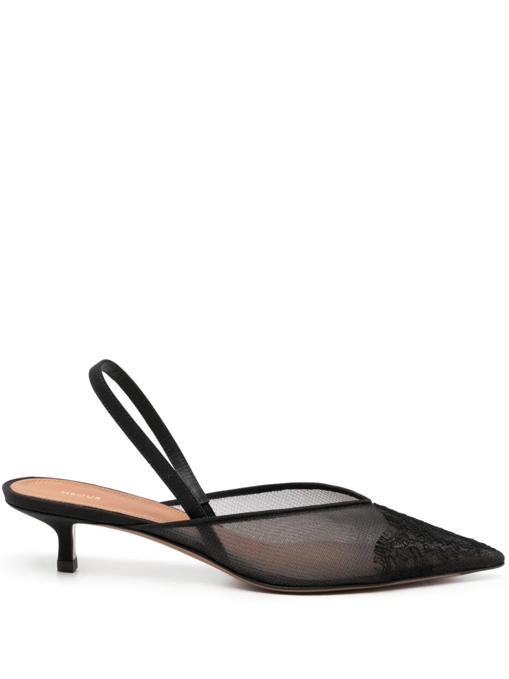 40mm Lace-Detailing Slingback Pumps