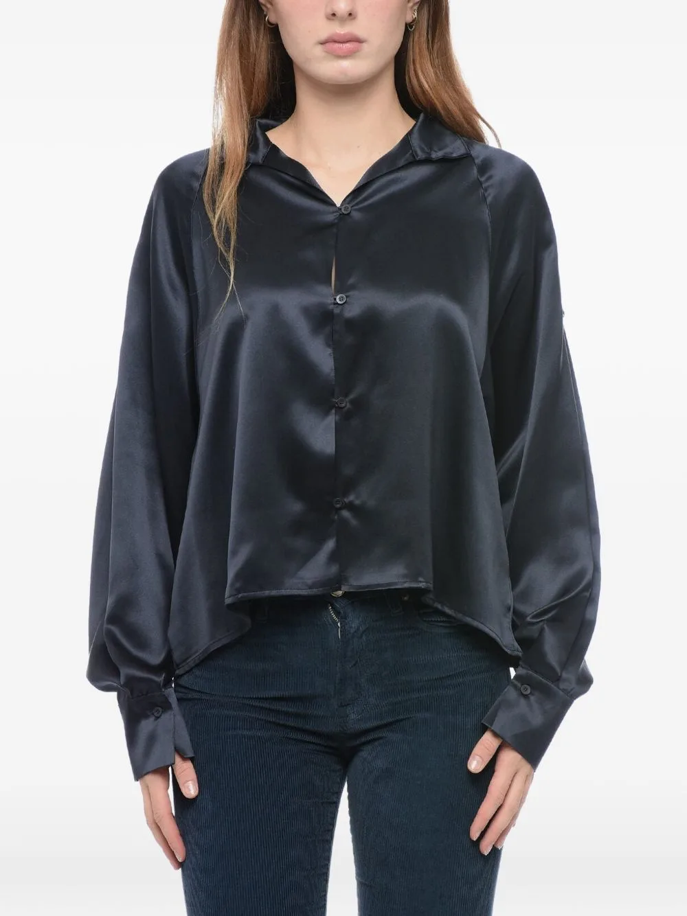 Button-Detail Silk Shirt