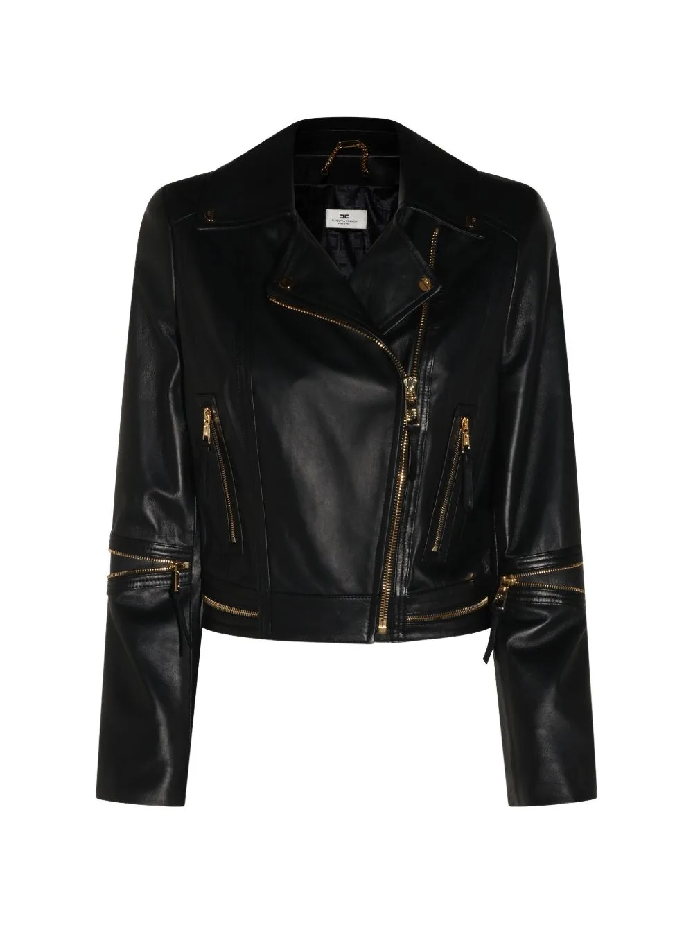 Zip-Detail Leather Jacket