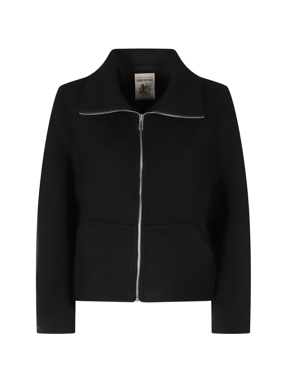 Jeane Zip-Up Button-Detail Jacket