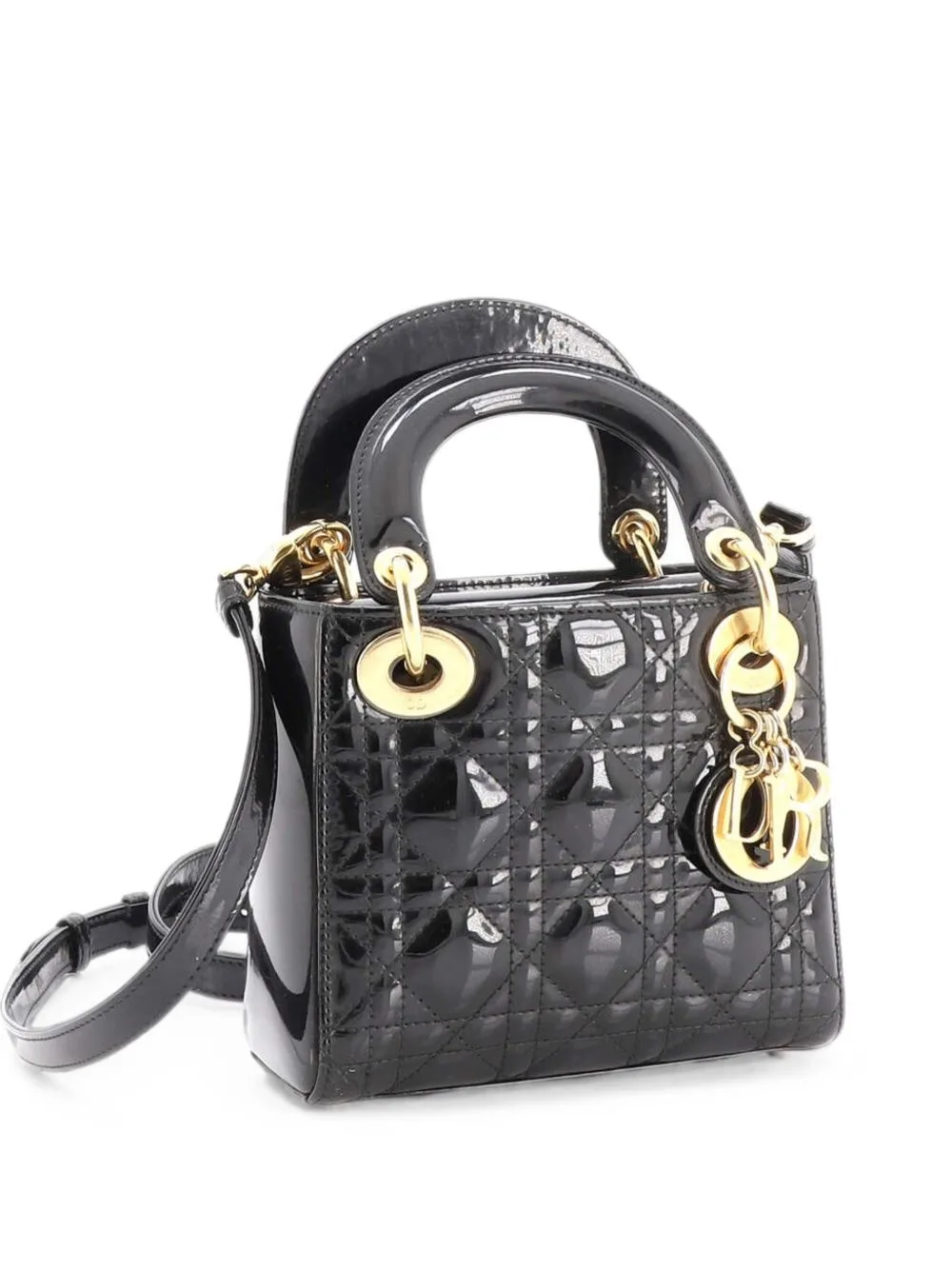 Lady Dior Bag Cannage Quilt Patent Mini Satchel