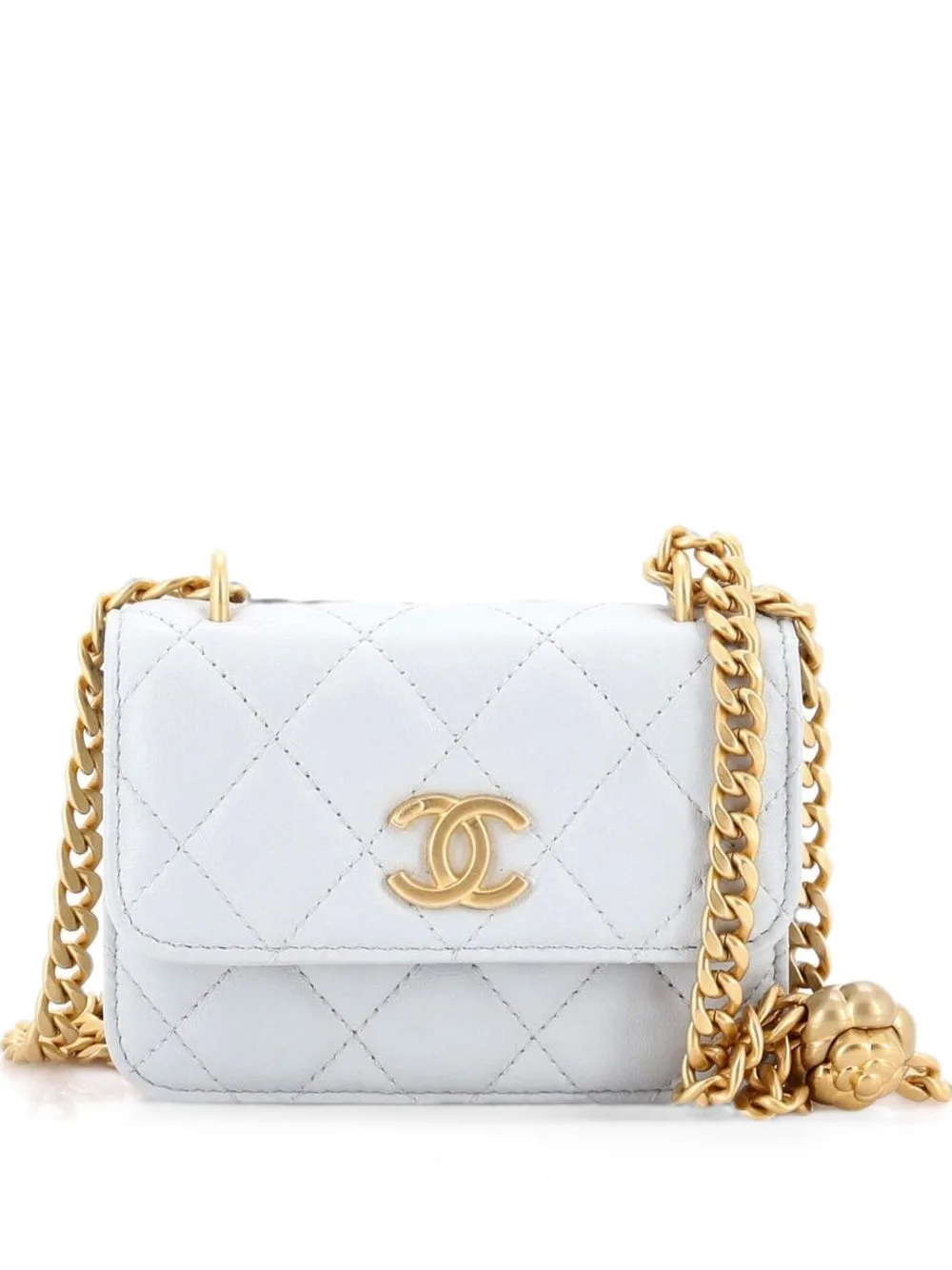 Sweet Camellia Flap Clutch with Chain Quilted Lambskin Mini Crossbody Bag