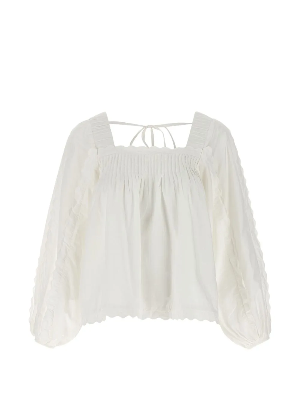 Pleat Long-Sleeve Blouse