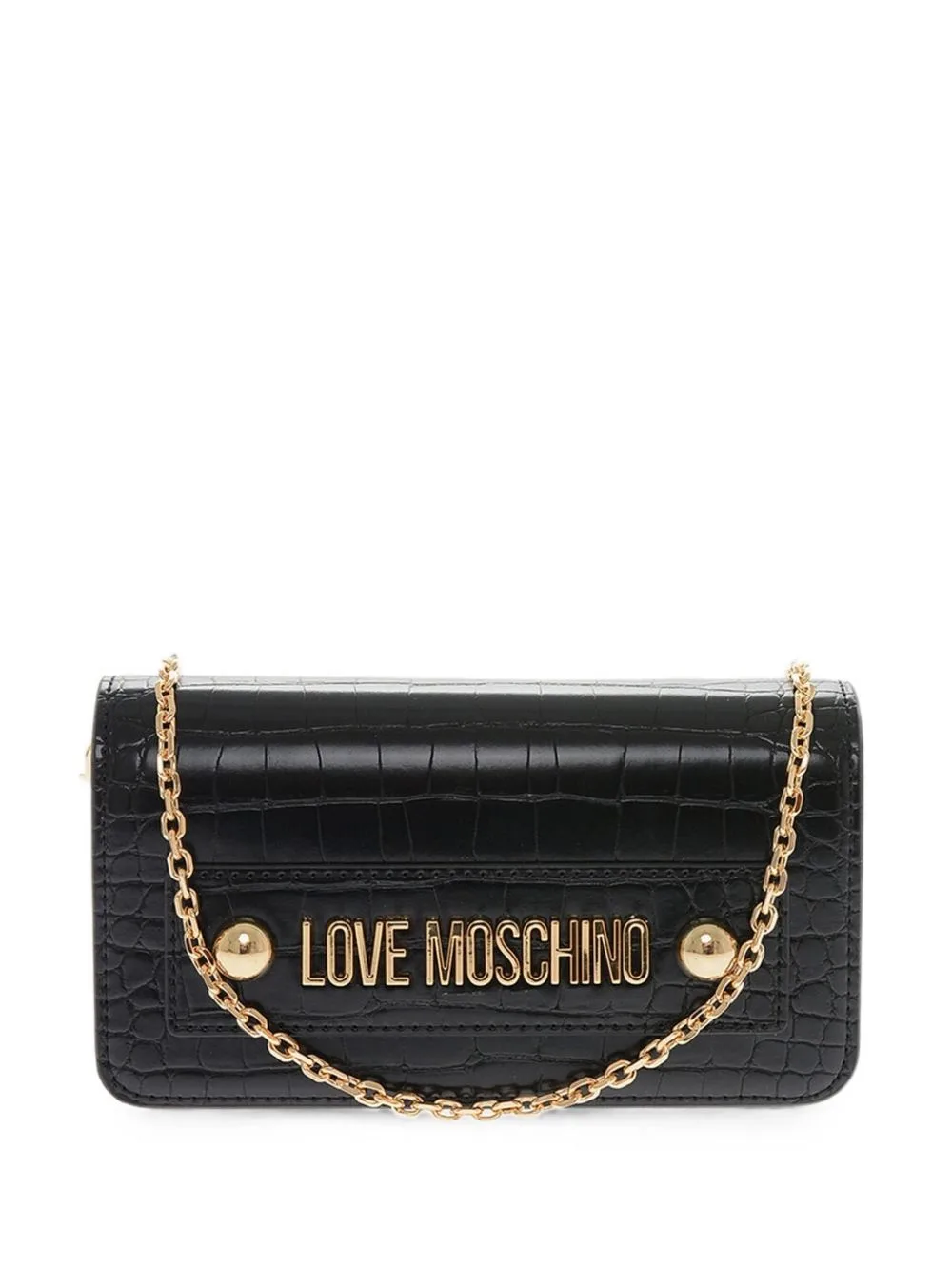 Crocodile-Effect Logo-Embellished Shoulder Bag