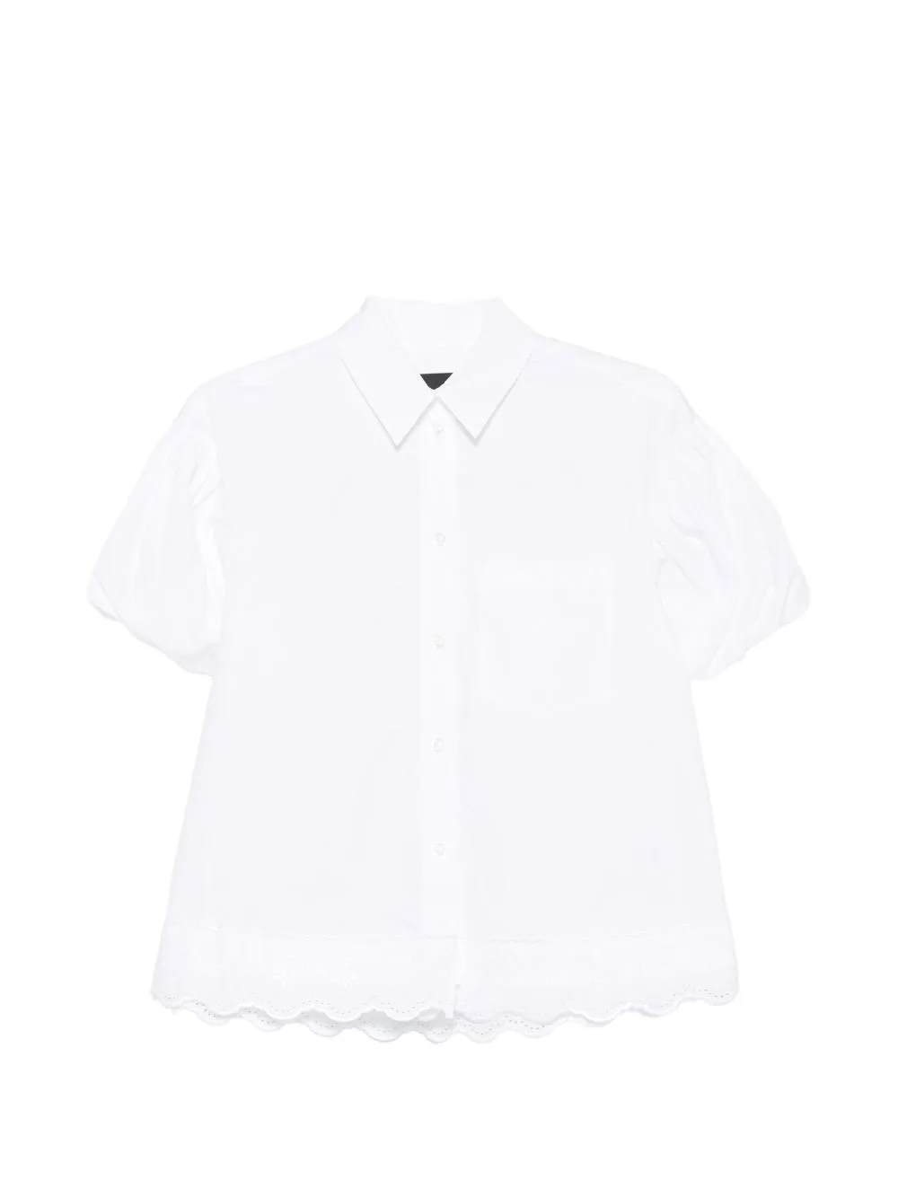 Scalloped-Hem Puff-Sleeve Shirt