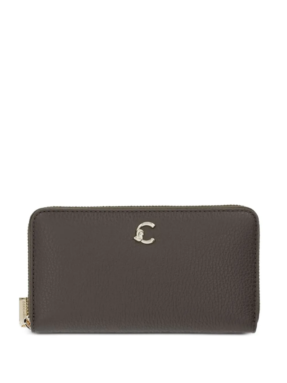 Logo-Plaque Pebbled-Leather Wallet