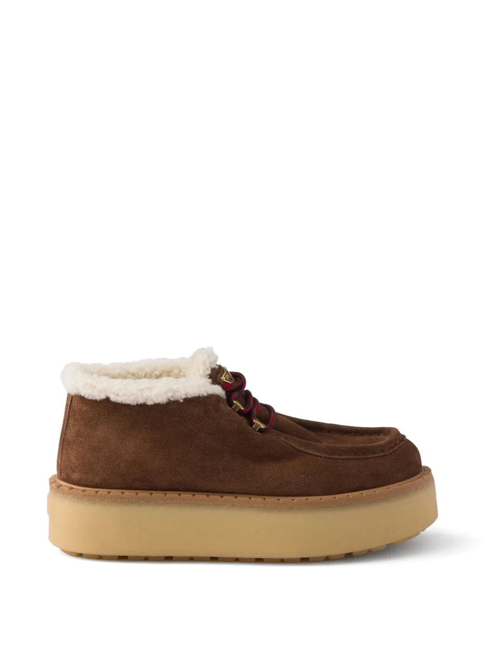 Shearling-Trim Platform Lace-Up Shoes
