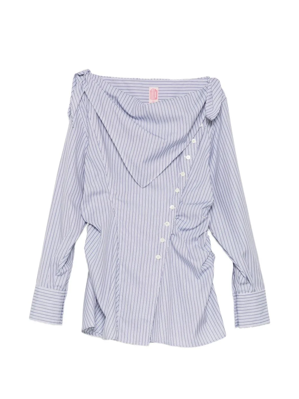 Striped Scarf-Collar Blouse