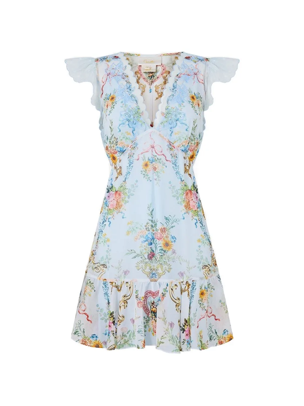 Ruffled-Sleeve Mini Dress