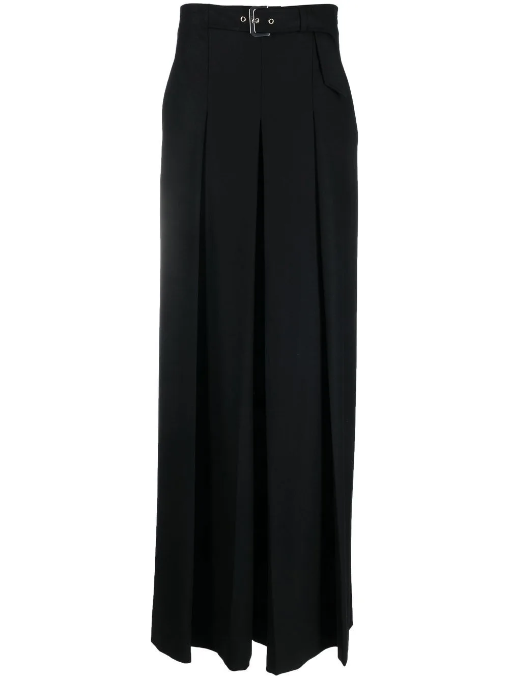 Belted-Waist Wide-Leg Trousers