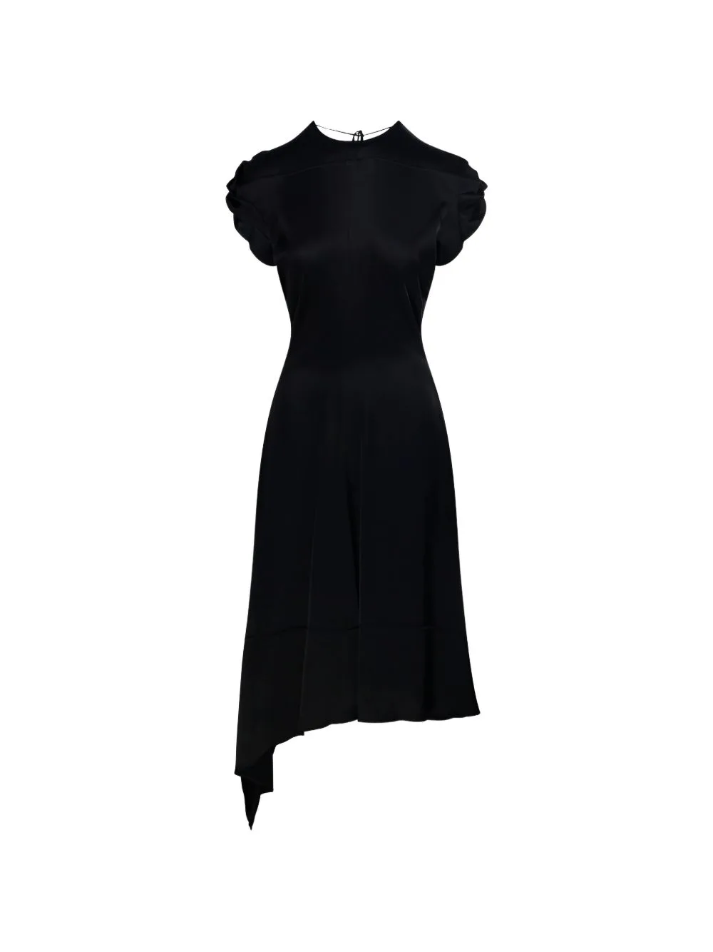 Asymmetric Gathered-Sleeve Dress