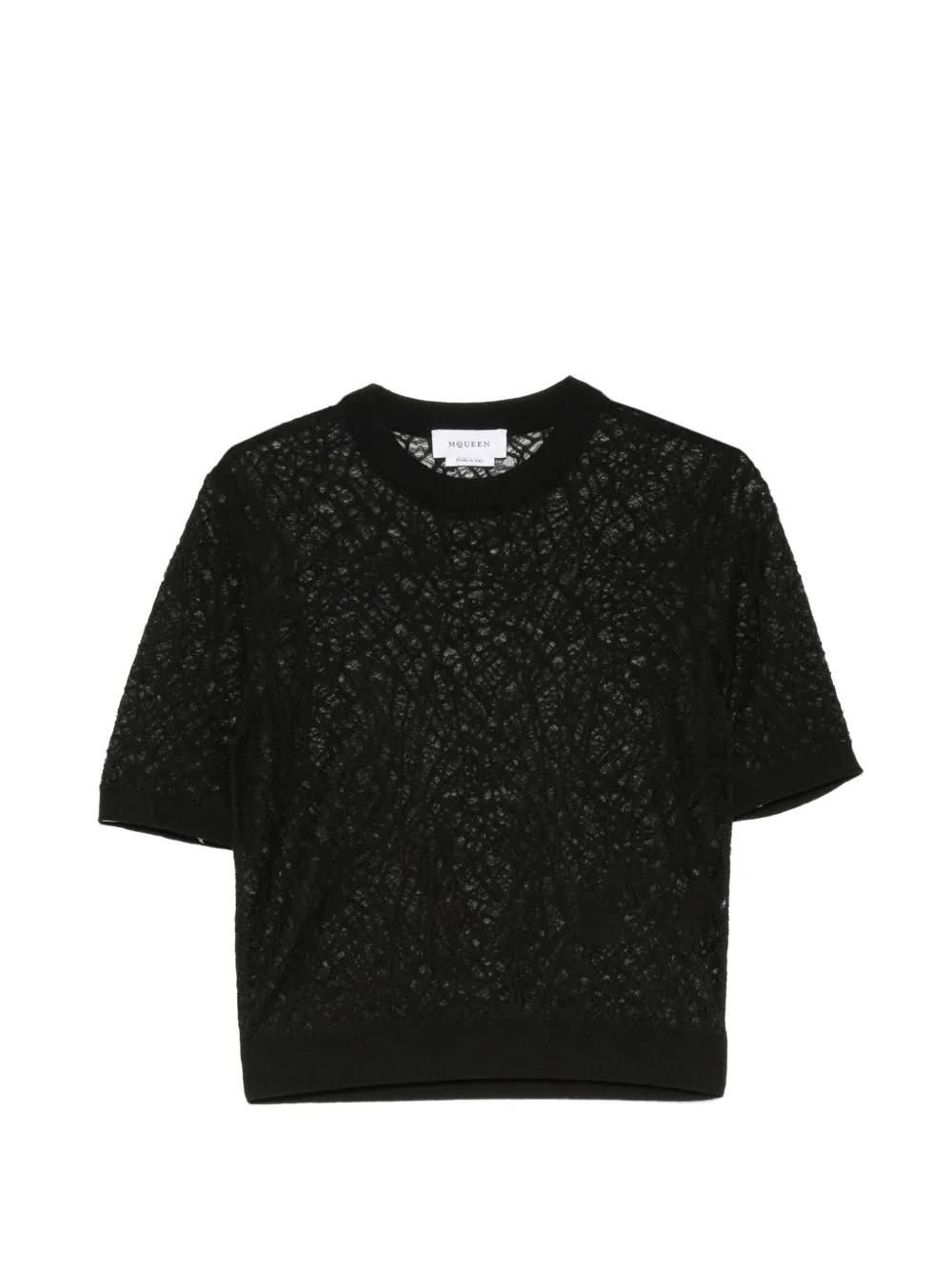 Lace-Knit Short-Sleeve Top