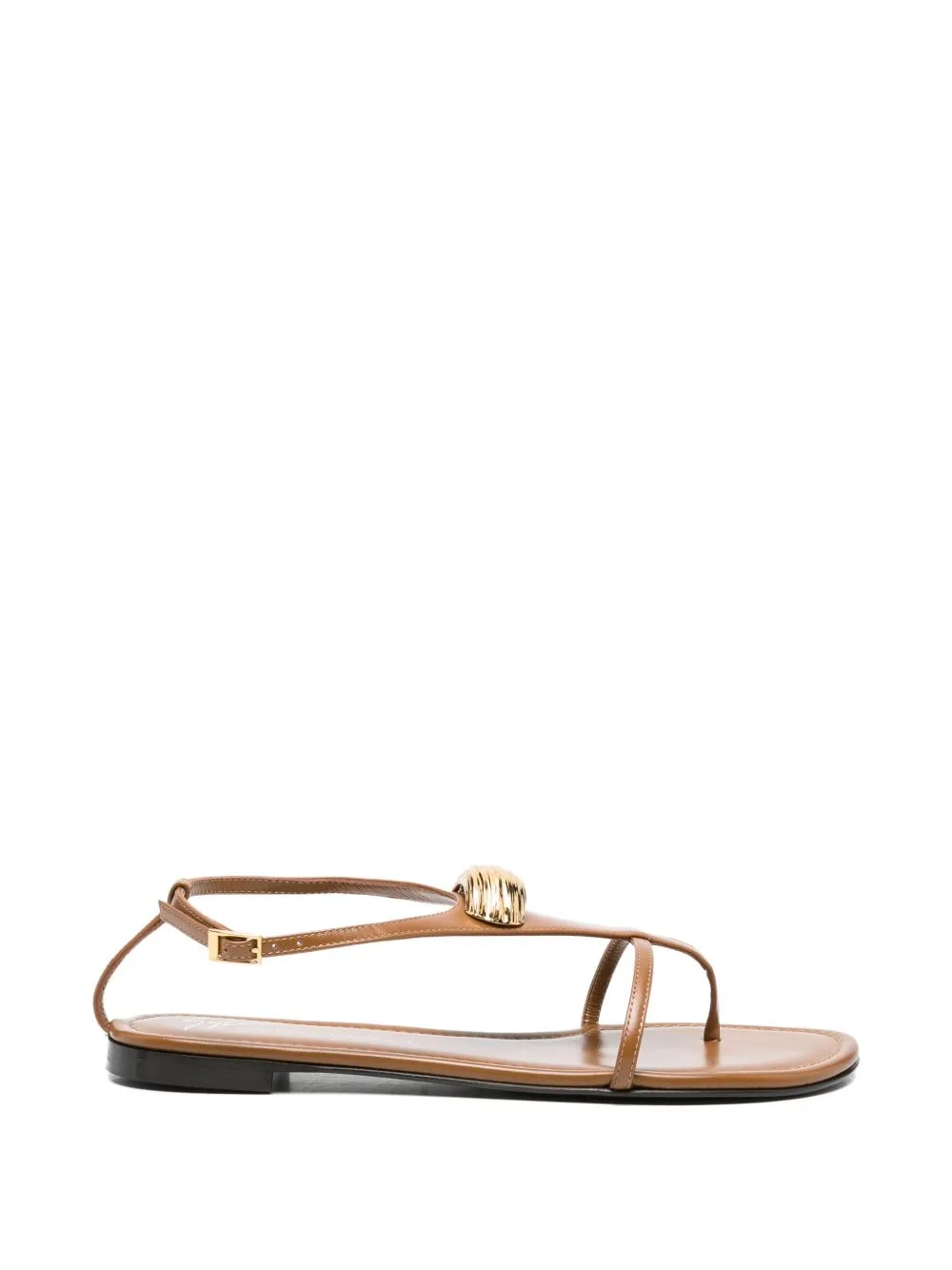 T-Strap Leather Flat Sandals