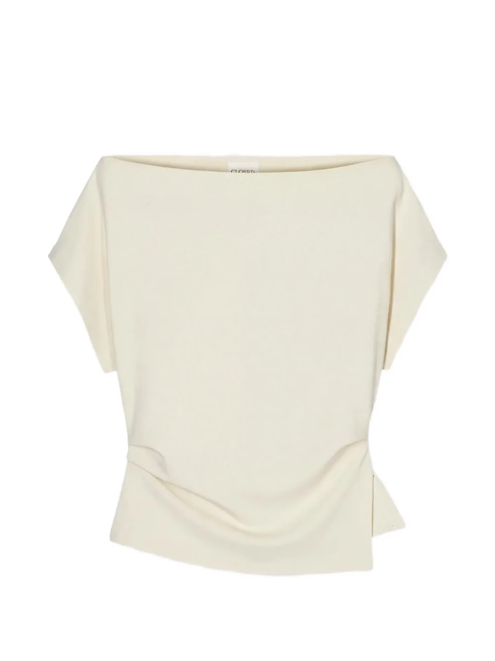 Draped Boat-Neck Blouse