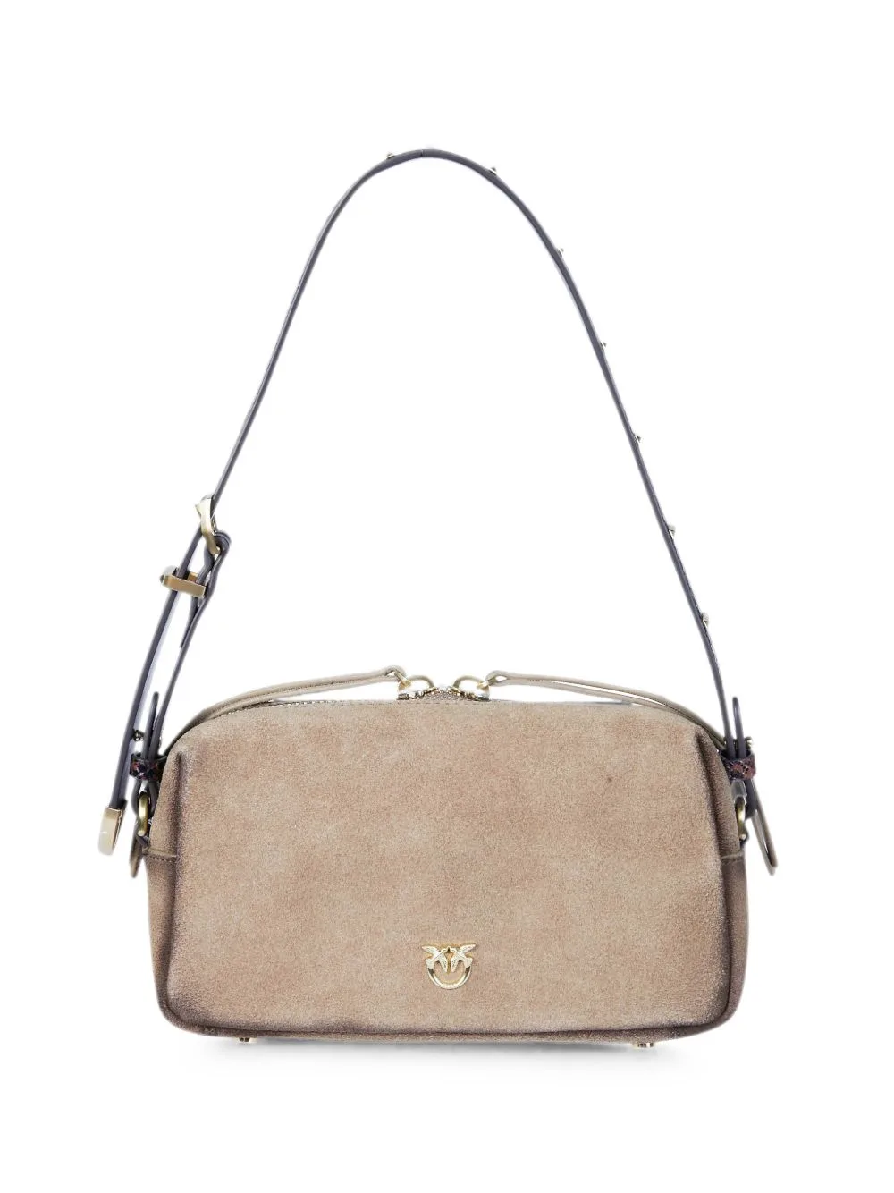 Trittico Suede Snakeskin-Print Shoulder Bag