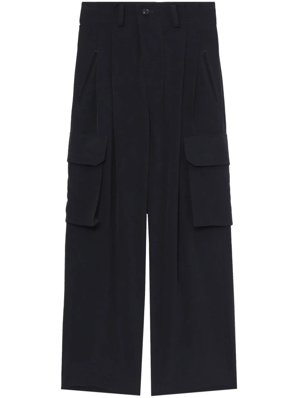 Pleated High-Waisted Cargo Trousers