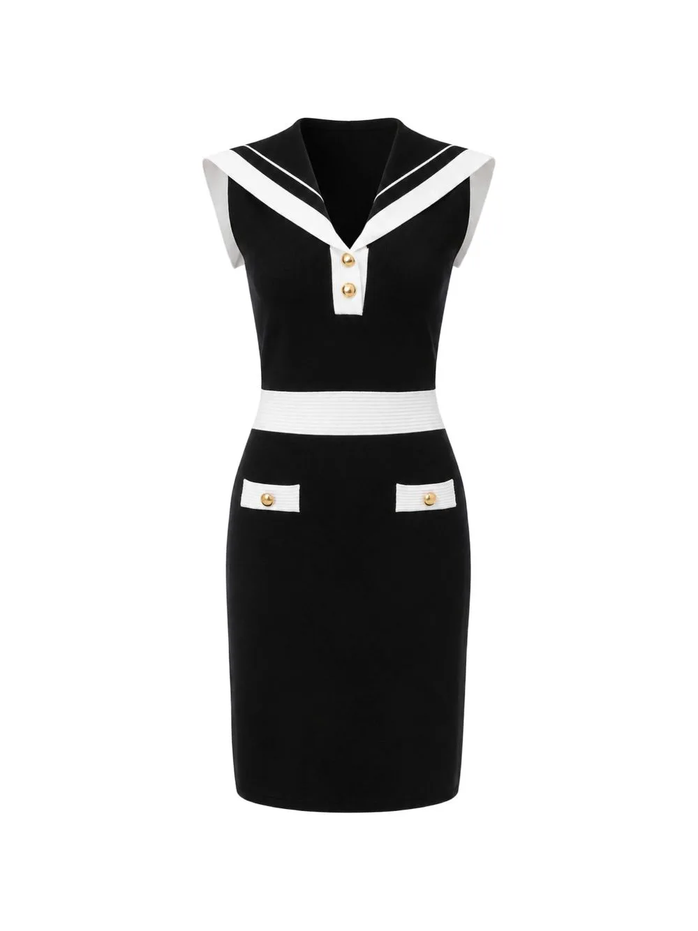 Sailor-Collar Contrast-Trim Mini Dress