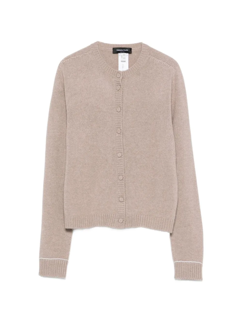 Button-Up Ribbed-Trim Cardigan