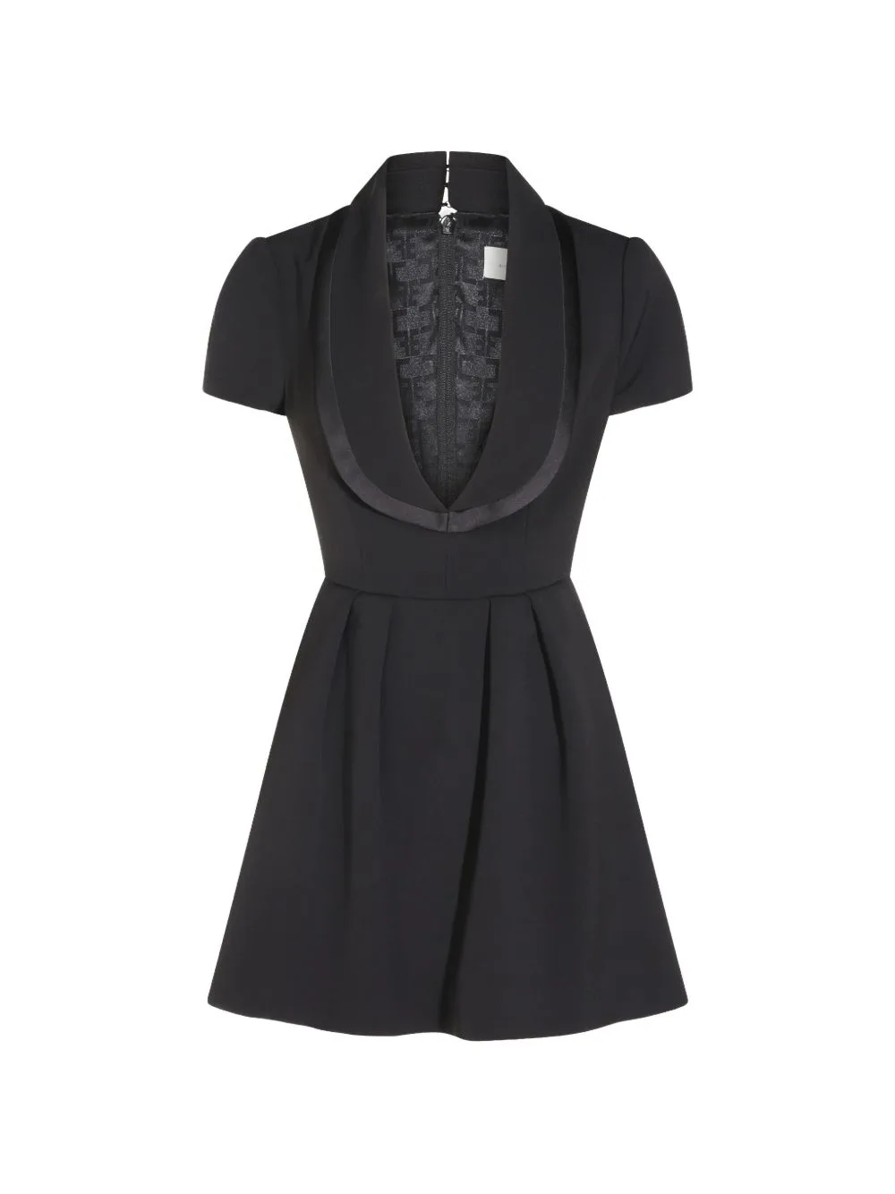 Satin-Trim Mini Pleated Dress