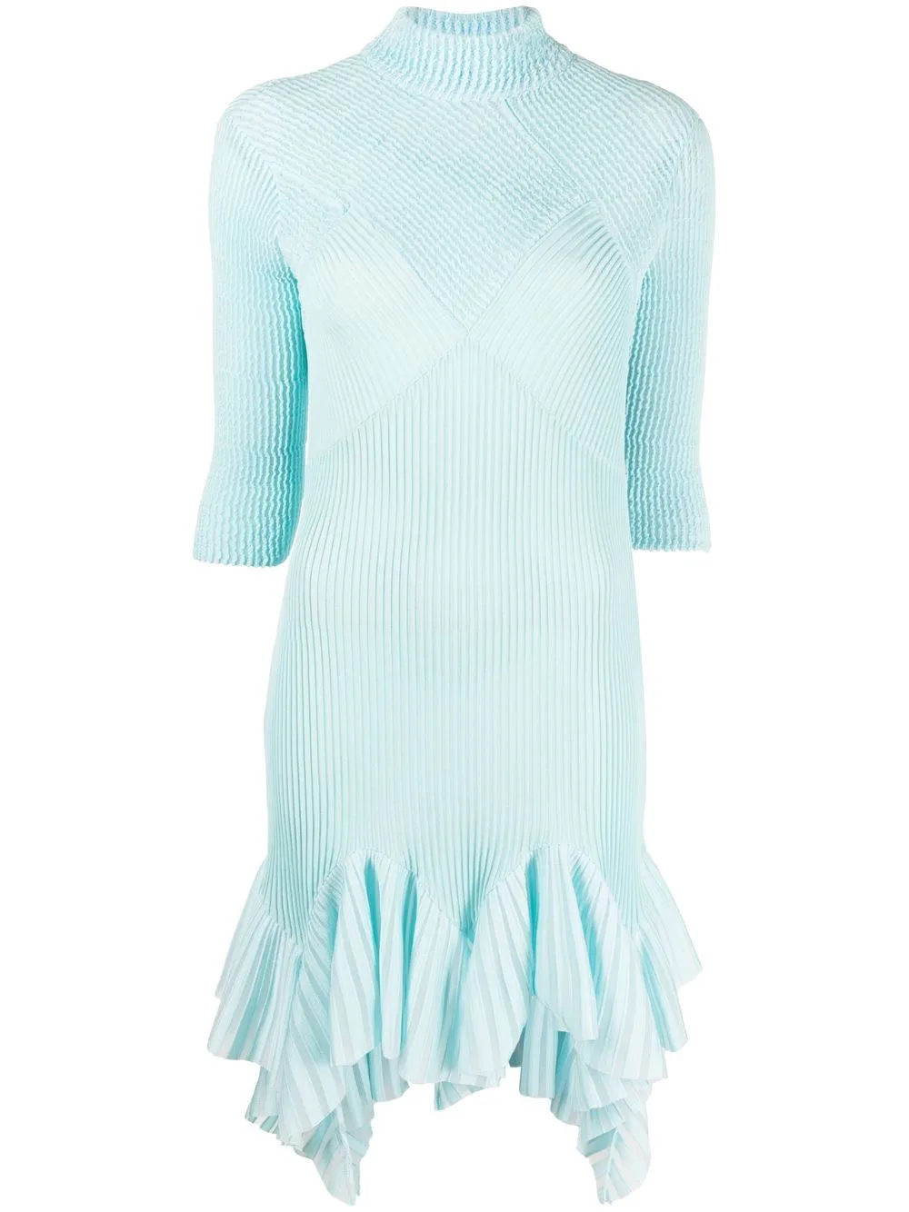 Flounced Plissé Mini Dress