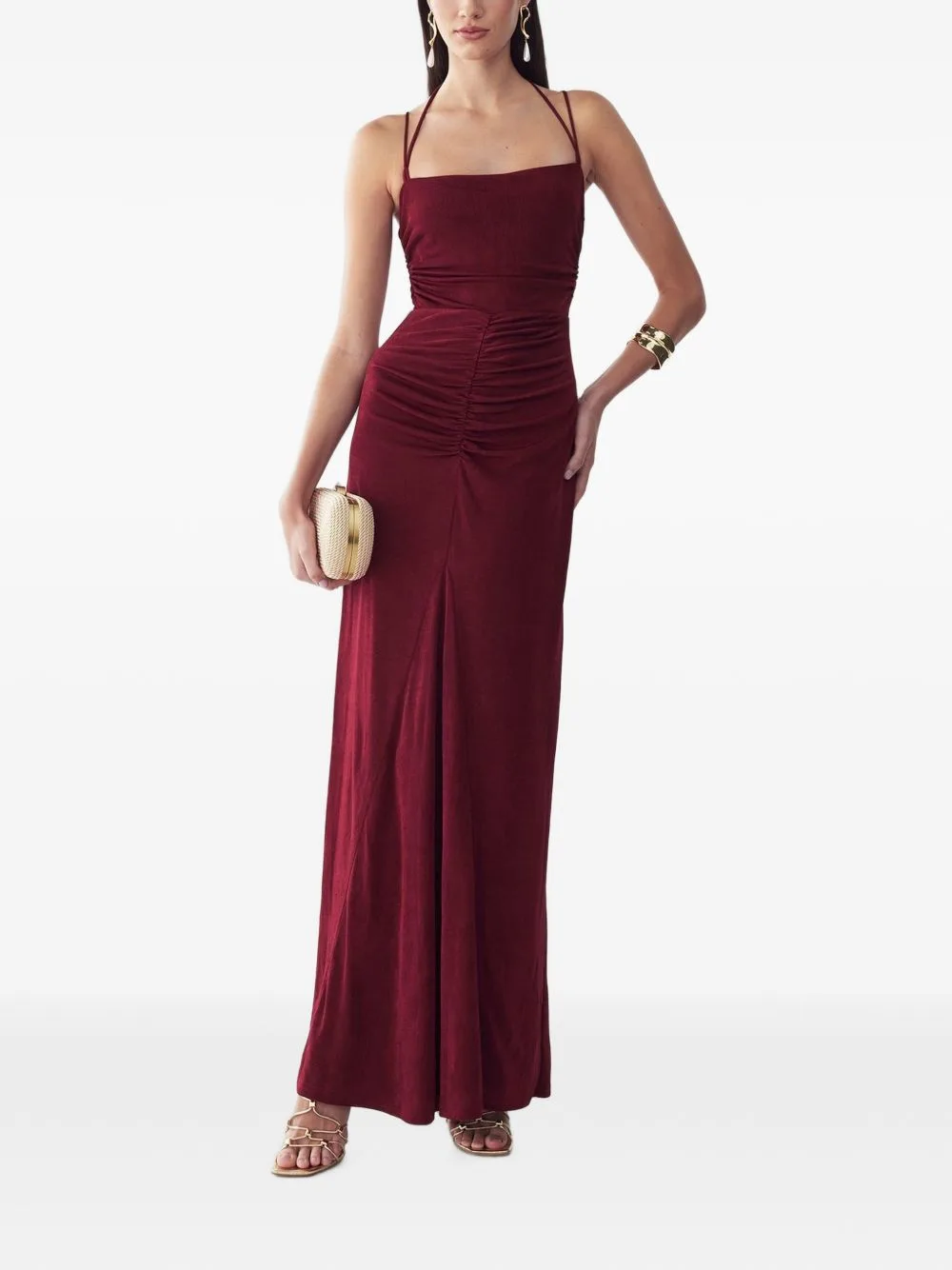 Sofia Ruched Square-Neck Maxi Dress