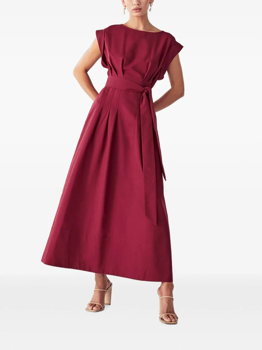Lecia Belted Pleated Midi Dress