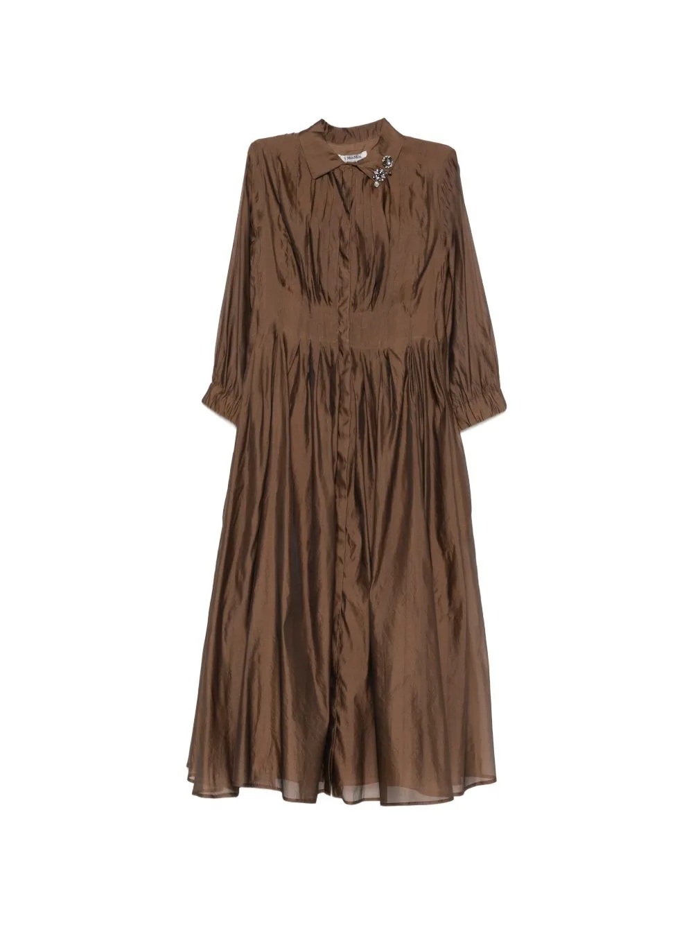 Crystal-Embellished Pleated Midi Dress