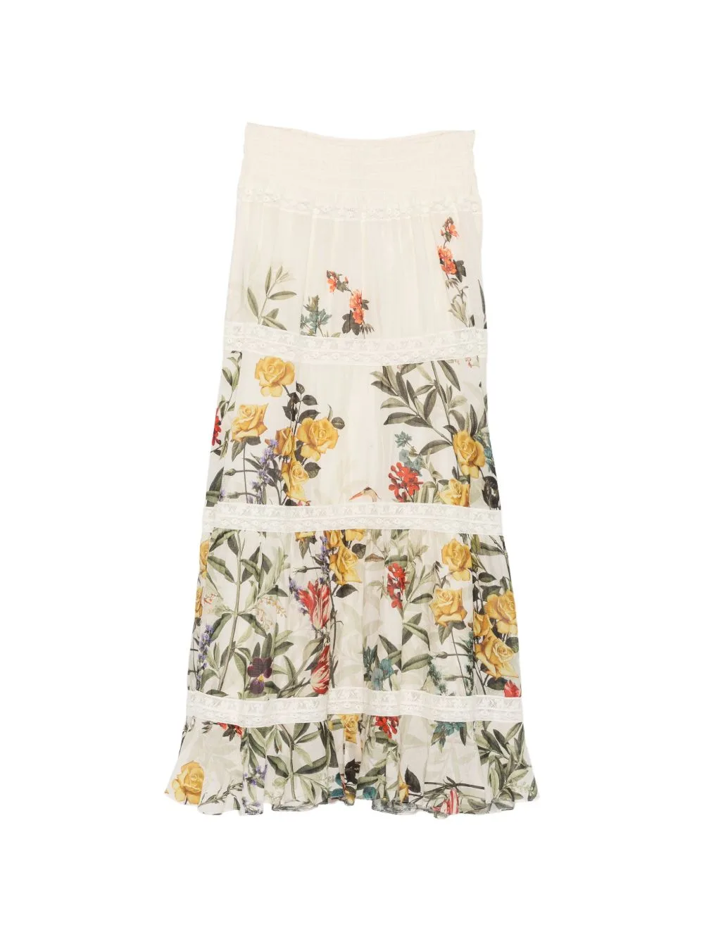 Floral-Print Tiered Maxi Skirt